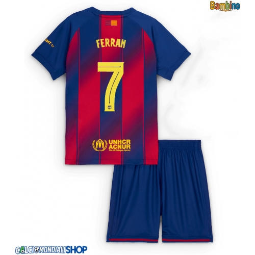 Maglie da calcio Barcelona Ferran Torres #7 Prima Maglia Bambino 2025-26 Manica Corta + Pantaloni corti)